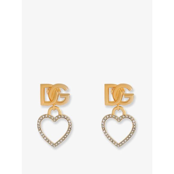Dolce & Gabbana Women Meatl Earrings With Rhinestones - Picture 1 of 2